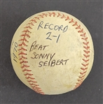 Bert Blyleven Rookie Year 2nd Career Win June 14, 1970 Twins vs Red Sox Game Used Stat Baseball w/Blyleven Signed Letter of Provenance