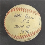 Bert Blyleven Rookie Year 2nd Career Win June 14, 1970 Twins vs Red Sox Game Used Stat Baseball w/Blyleven Signed Letter of Provenance
