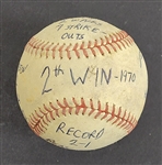 Bert Blyleven Rookie Year 2nd Career Win June 14, 1970 Twins vs Red Sox Game Used Stat Baseball w/Blyleven Signed Letter of Provenance