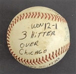 Bert Blyleven Rookie Year 10th Career Win September 20, 1970 Twins vs White Sox Complete Game Used Final Out Stat Baseball w/Blyleven Signed Letter of Provenance