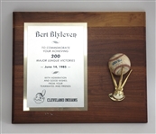 Bert Blyleven 1985 200th Major League Victory Award Plaque June 14, 1985 Cleveland Indians with (4) Signed Photos w/Blyleven Signed Letter of Provenance