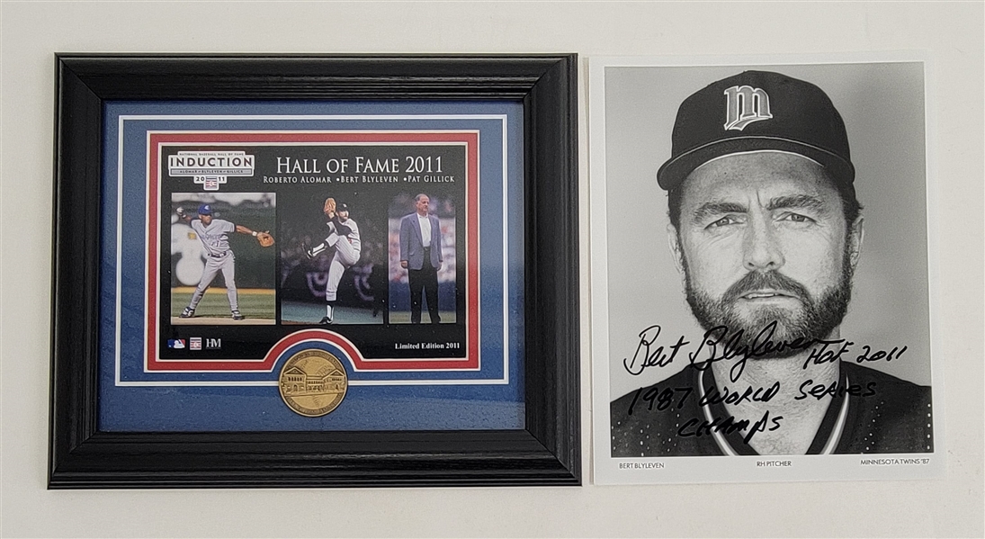 Bert Blyleven 2011 Hall of Fame Induction Coin and Photo from Highland Mint Includes Signed Photo w/Blyleven Signed Letter of Provenance