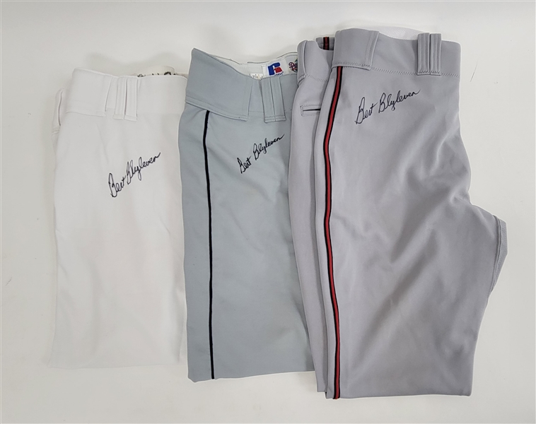 Bert Blyleven Lot of (3) Minnesota Twins Used Pants Signed w/Blyleven Signed Letter of Provenance