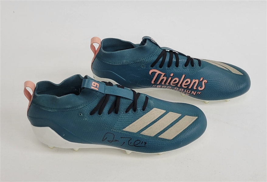 Adam Thielen Autographed Custom Adidas Bar Down Lounge Cleats Beckett