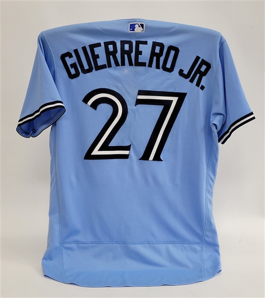 Vladimir Guerrero Jr. 2021 Toronto Blue Jays Game Used Jersey w/ Dave Miedema LOA