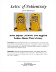 Kobe Bryant 2006-07 Los Angeles Lakers Game Used Jersey w/ D.C. Sports & Dave Miedema LOA
