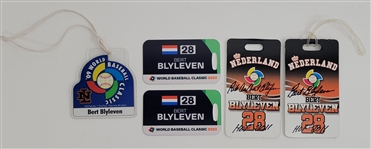 Bert Blyleven Lot of (5) Team Netherlands World Baseball Classic Bag Tags Signed w/Blyleven Signed Letter of Provenance