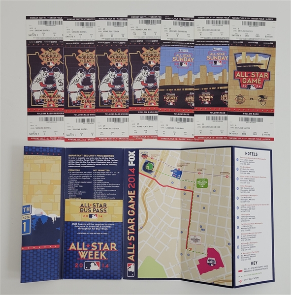 Bert Blyleven 2014 MLB All Star Game Target Field (7) Ticket Pack Futures/Celebrity Game, Home Run Derby and All Star Game w/Blyleven Signed Letter of Provenance