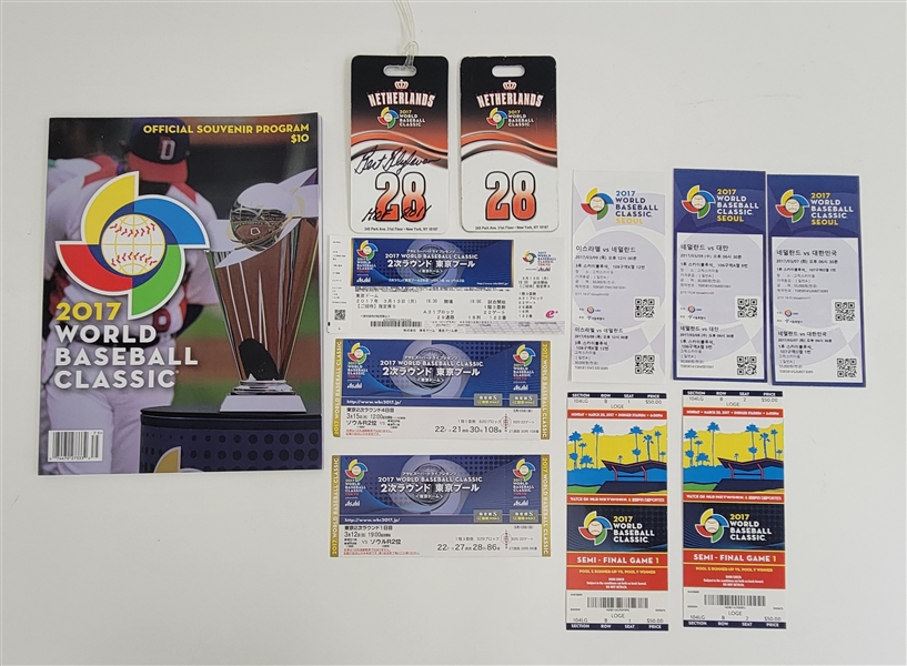 Bert Blyleven 2017 Team Netherlands World Baseball Classic Program, Tickets and Bag Tags Signed Package w/Blyleven Signed Letter of Provenance