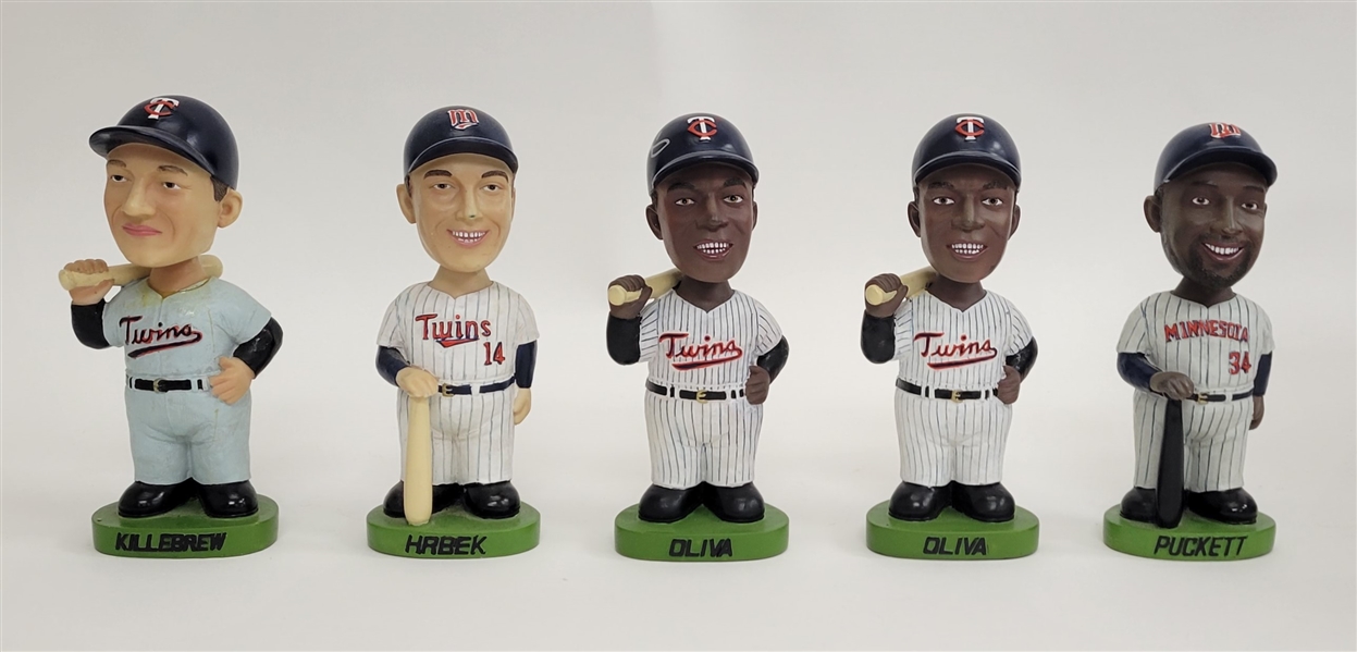 Lot of 5 Minnesota Twins Original Bobbleheads w/ Oliva Autograph