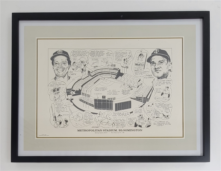 Met Stadium Famous Moments Framed 21x27 1990 Comic Style Print