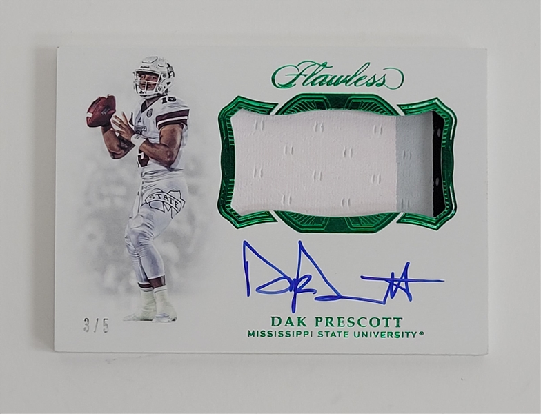 Dak Prescott Autographed 2019 Panini Flawless Collegiate Patch Card LE #3/5