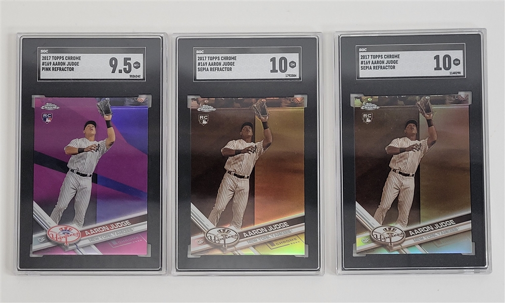 Lot of 3 Aaron Judge Graded Topps Chrome Refractor Rookie Cards