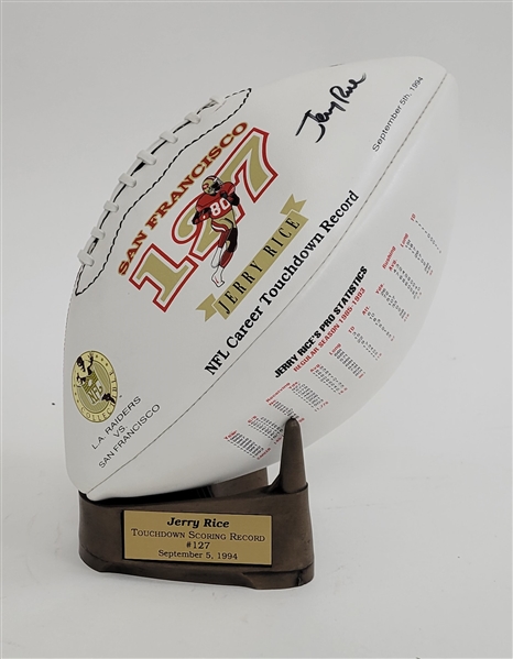 Jerry Rice Autographed Football w/ Commemorative Kicking Tee