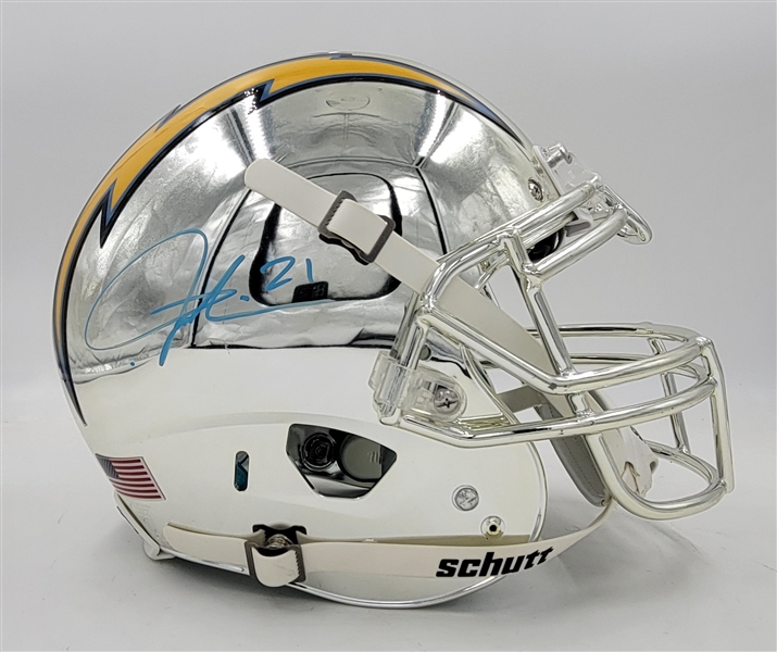 LaDanian Tomlinson Autographed San Diego Chargers Full Size Schutt Authentic Chrome Helmet JSA