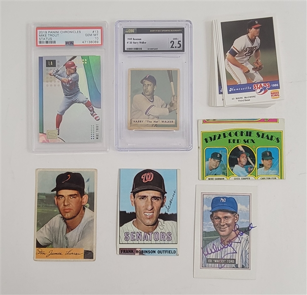 Collection of Miscellaneous Baseball Cards w/ Whitey Ford Autograph