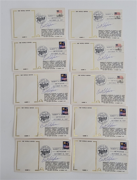 Bert Blyleven Lot of (10) 1987 Minnesota Twins Signed World Series Cachets Hand Cancelled w/Blyleven Signed Letter of Provenance