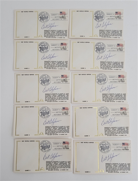 Bert Blyleven Lot of (10) 1987 Minnesota Twins Signed World Series Cachets Hand Cancelled w/Blyleven Signed Letter of Provenance