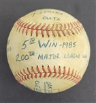 Bert Blyleven 200th Major League Win June 14, 1985 Cleveland Indians Game Used Final Out Stat Baseball w/Blyleven Signed Letter of Provenance