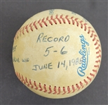 Bert Blyleven 200th Major League Win June 14, 1985 Cleveland Indians Game Used Final Out Stat Baseball w/Blyleven Signed Letter of Provenance