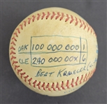 Bert Blyleven 200th Major League Win June 14, 1985 Cleveland Indians Game Used Final Out Stat Baseball w/Blyleven Signed Letter of Provenance
