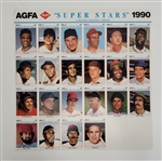 1990 "Super Stars" Baseball Uncut Card Sheet w/ Mickey Mantle Hank Aaron & Roberto Clemente