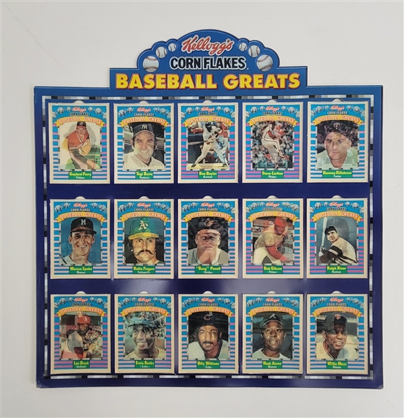 Kelloggs Corn Flakes Baseball Greats Card Poster w/ Willie Mays & Hank Aaron