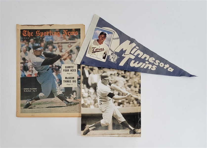 Vintage Harmon Killebrew Collection w/ Minnesota Twins Photo Pennant