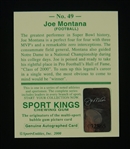 Joe Montana Autographed 2000 Sport Kings Football Card