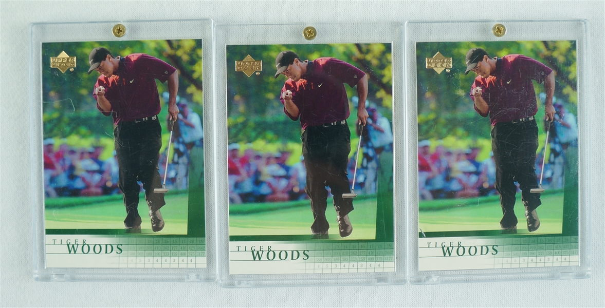 Tiger Woods 2001 Upper Deck Rookie Golf Card #1 Lot of 3 