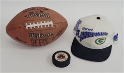 Dan Marino Brett Favre & Wayne Huizenga Autographed Items (Dolphins Practice Used Football)