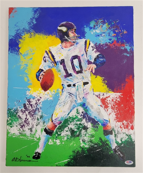 Fran Tarkenton Autographed Original Acrylic 16x20 Canvas Painting PSA/DNA