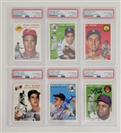 Lot of 6 Autographed Topps Archives 1954 Series Baseball Cards w/ Yogi Berra PSA/DNA