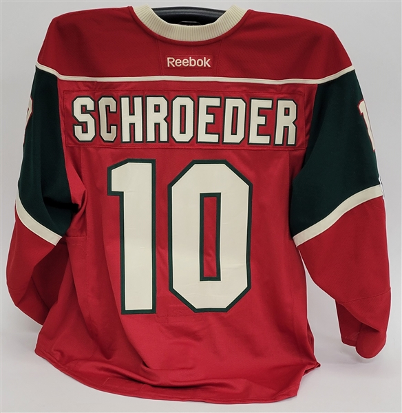 Jordan Schroeder 2016-17 Minnesota Wild Set #1 Game Used Jersey w/ Wild LOA