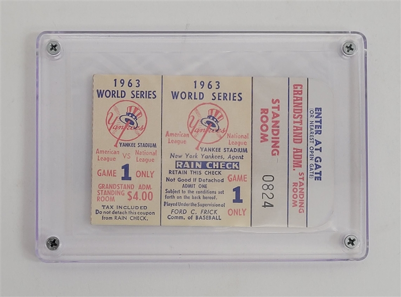1963 World Series Game 1 Ticket  (Sandy Koufax Strikeout Record)