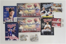 Lot of 2 Minnesota Twins All-Metrodome Team Medallion Sets + Magazines