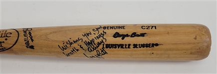 George Brett c. 1988-89 Kansas City Royals Game Used & Autographed Inscribed Bat PSA/DNA GU 9.5