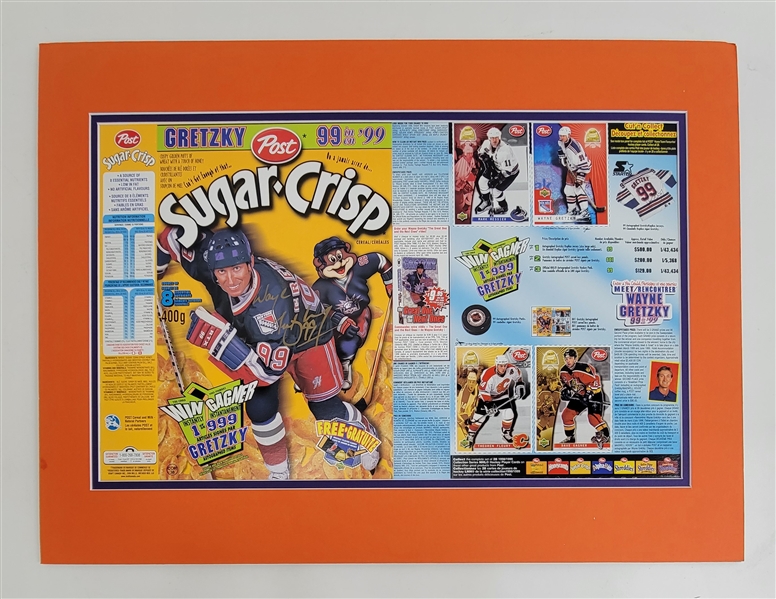 Wayne Gretzky Autographed Matted Cereal Box w/ PSA/DNA LOA