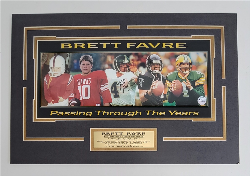 Brett Favre Autographed Matted "Passing Through The Years" Photo w/Favre Authentication 