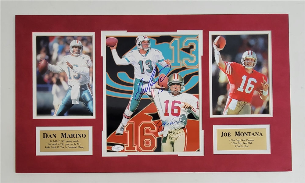 Dan Marino & Joe Montana Dual Autographed Matted 8x10 Photo JSA