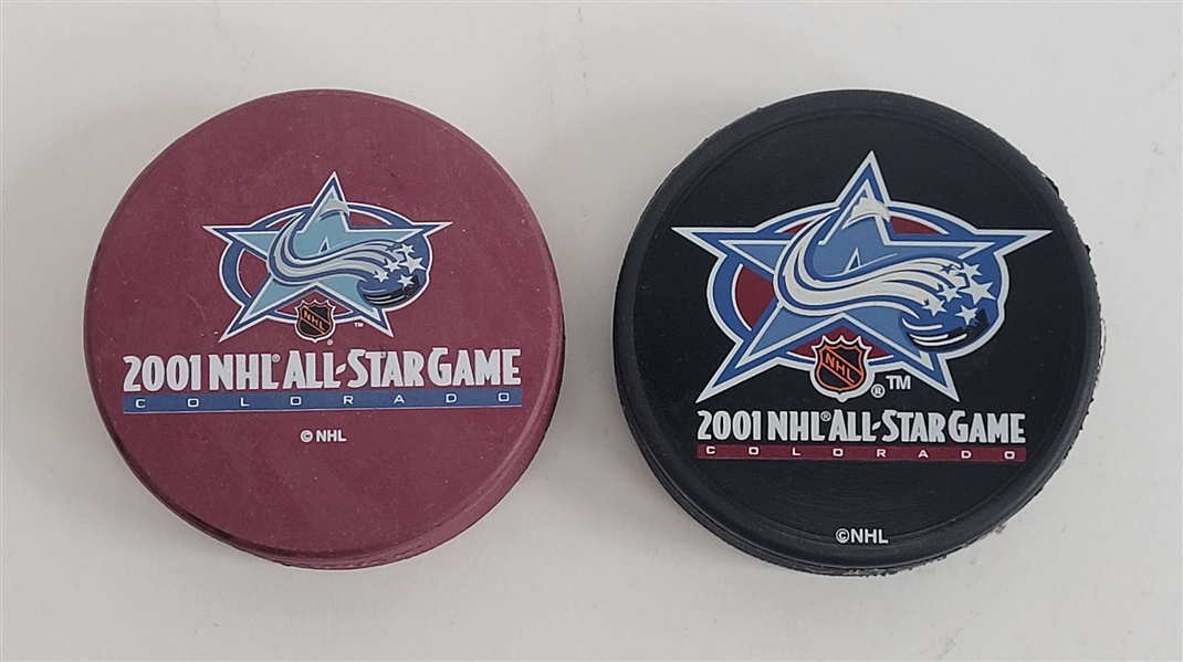Lot of (2) 2001 NHL All-Star Game Pucks