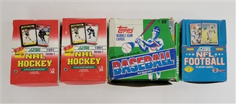 Lot of 4 Baseball, Football, & Hockey Boxes w/ Unopened Packs