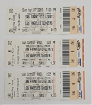 Lot of (3) 2001 Giants vs. Dodgers Barry Bonds 73rd Home Run Full Tickets