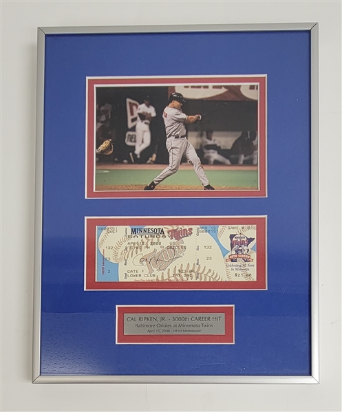 Cal Ripken Jr. Autographed Framed 3000th Hit Ticket w/ Beckett LOA