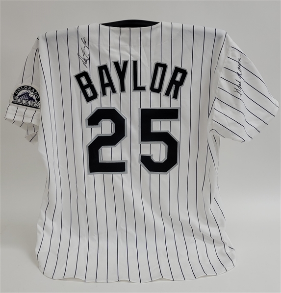 Don Baylor & Hank Aaron Autographed Don Baylor 1997 Colorado Rockies Game Used Coaches Jersey w/ Beckett & Baylor Letter of Provenance
