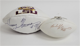 Lot of 2 Randall McDaniel & Henry Thomas Autographed Footballs Beckett