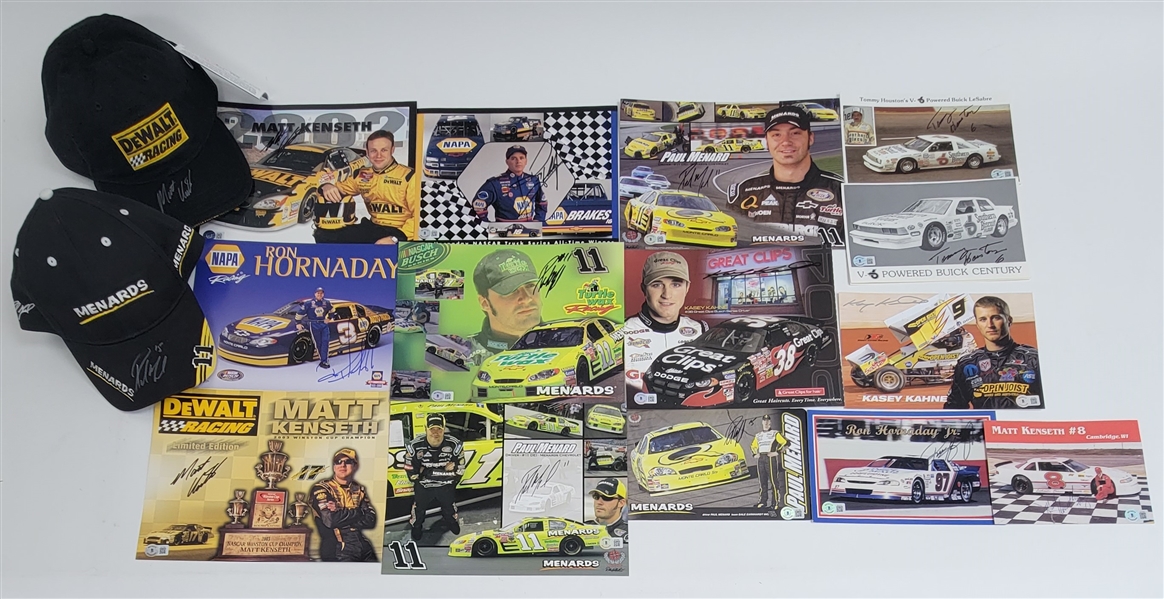 Autographed NASCAR Lot w/ Photos & Hats Beckett  