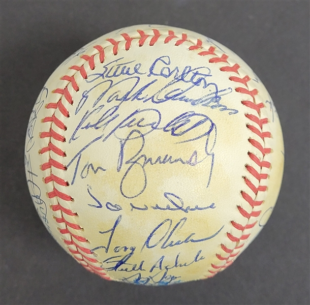 1987 Minnesota Twins World Series Championship Team Signed OAL Baseball w/ HOFers Puckett Blyleven Oliva & Carlton Beckett LOA