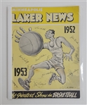 George Mikan Autographed 3x5 Photo Postcard Beckett & 1952 Minneapolis Lakers Program