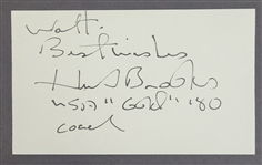 Herb Brooks Autographed & Inscribed Index Card w/ Beckett LOA